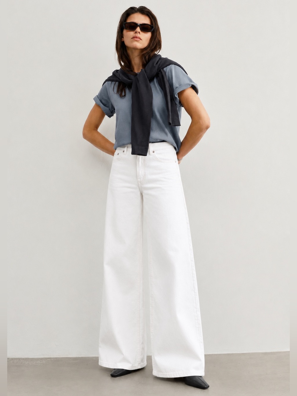 NWOT La Ligne Tess High Rise Wide Leg Jeans in Soft White | Size 26